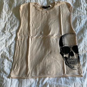SKULL CASHMERE - Baylee Skull Printed Muscle Tee - Size S